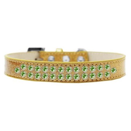 UNCONDITIONAL LOVE Two Row Lime Green Crystal Dog CollarGold Ice Cream Size 18 UN756561